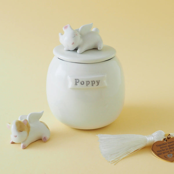 オーダーメイド ペット用骨壷。小さなペットのための名入れメモリアル骨壷／ペットロスの方へのお悔やみギフトに。イタリア製ハンドメイド陶器