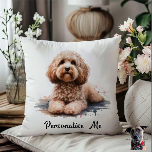 コッカプー柄クッション／名入れ対応（名前・フレーズ可）／全43デザイン