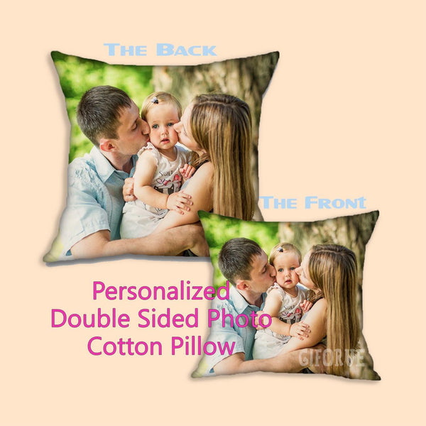 オーダーメイド 2枚写真コットン枕カバー｜両面写真プリント対応・名入れクッションカバー｜デコレーション用 throw ピロー｜フォトギフト｜GIFORUE
