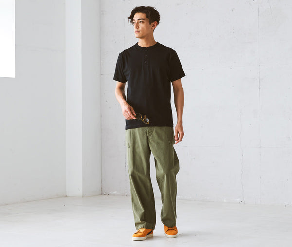 5.6オンス ヘンリーネック カットソー