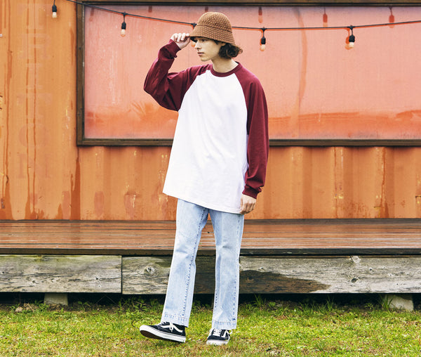 5.6オンス ラグラン ロングスリーブ Tシャツ（1.6インチ袖リブ）