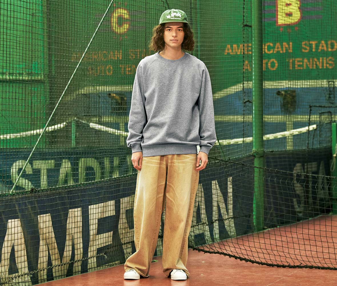 10.0オンス ラグランスリーブ クルーネック スウェット（裏毛パイル）